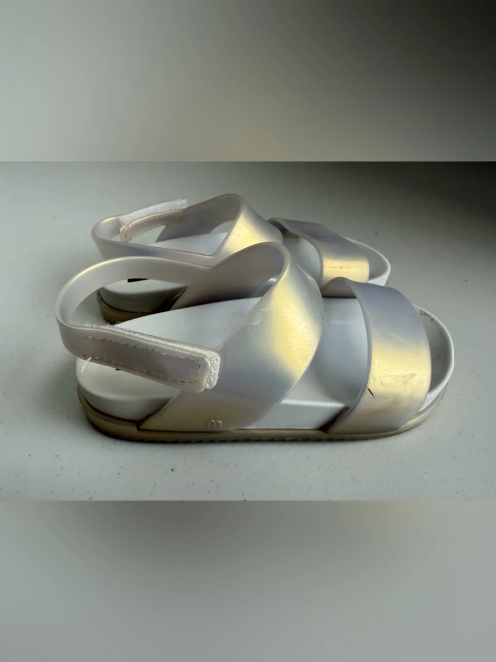 Mini Melissa Cosmic Jelly Sandals Girls US 10 Pearly Silver
